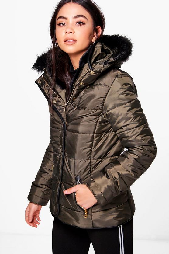 Ella Padded Jacket With Detachable Faux Fur Collar